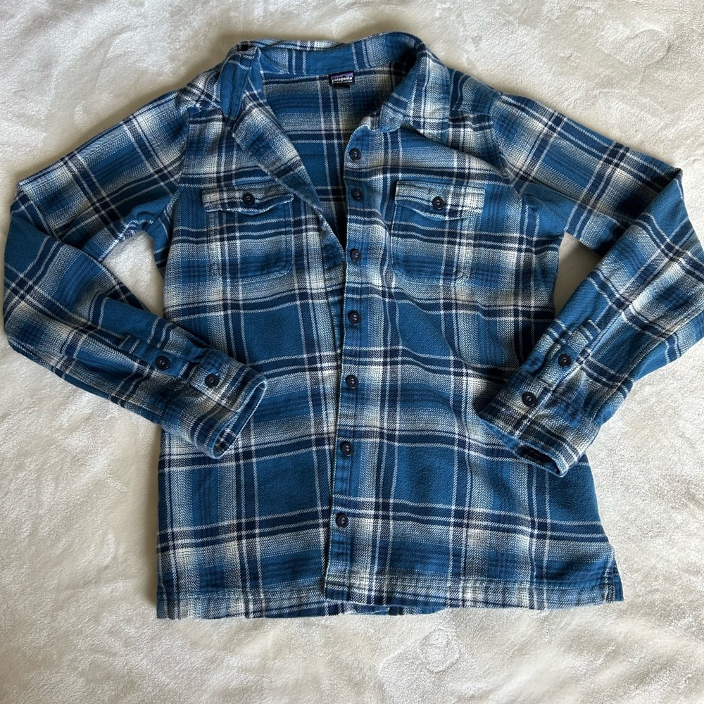 Patagonia Blue Plaid Button-Up Shirt